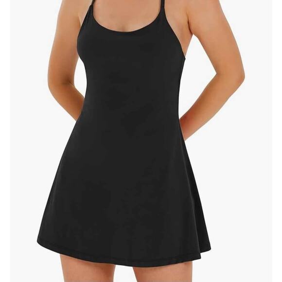 Ewedoo's Women's Square Neck Tennis Dress Sleeveless Built in Shorts Size Small - Picture 1 of 6